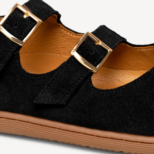 Skórzane zamszowe baleriny barefoot Montana czarne