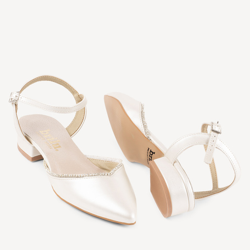 Ślubne perłowe balerinki z cyrkoniami Raisa ivory