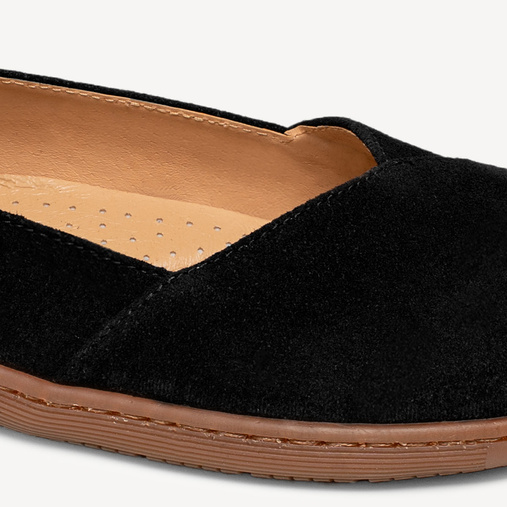 Skórzane zamszowe baleriny barefoot Havana czarne