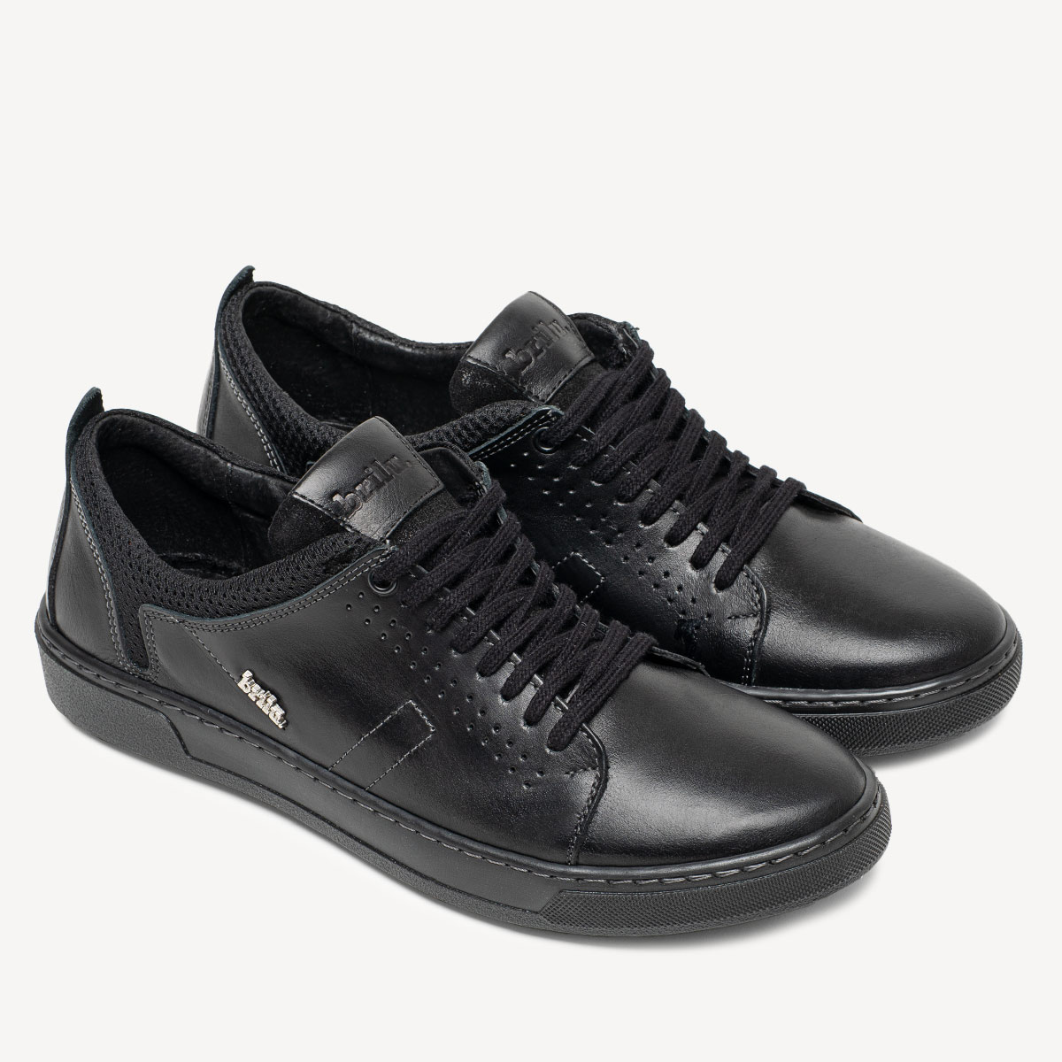 Skórzane casualowe sneakersy Christian czarne