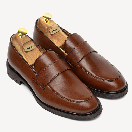 Skórzane loafersy męskie Draco brązowe