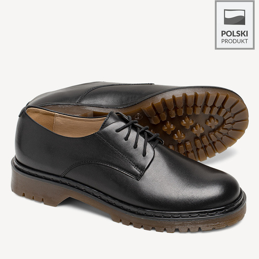 Skórzane glany półbuty damskie Silessia czarne