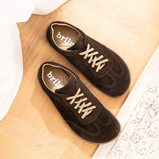 Zamszowe damskie sneakersy barefoot Everest czekoladowe