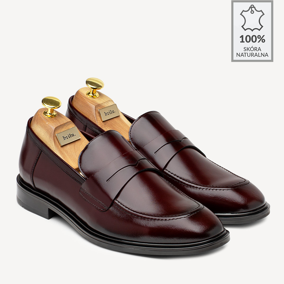 Męskie loafersy ze skóry naturalnej Matthew bordowe
