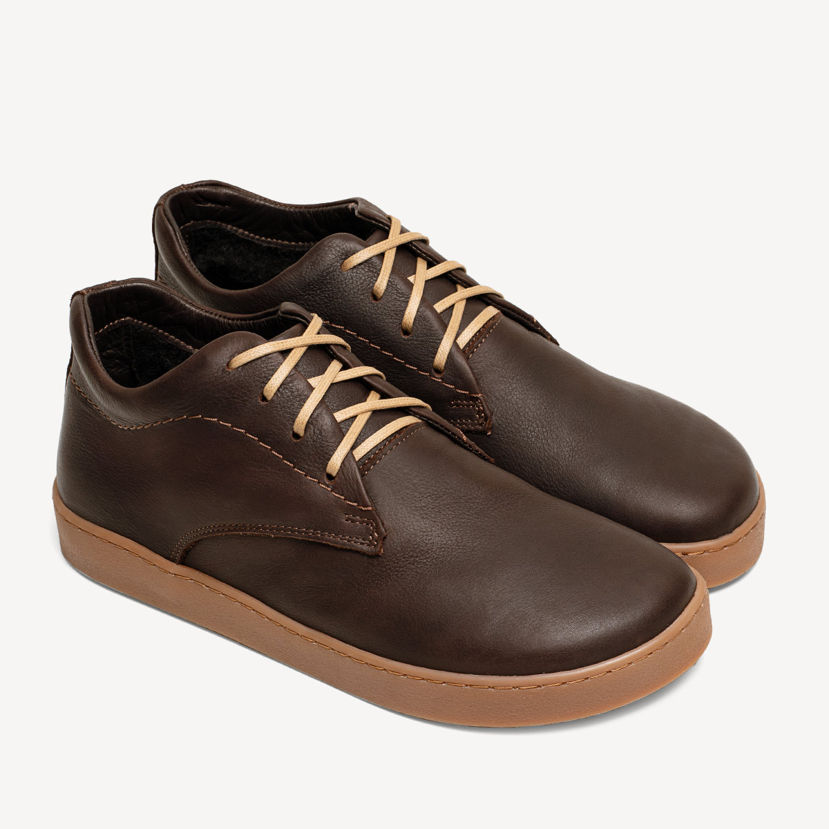 Skórzane zimowe trzewiki barefoot Harley ciemny brąz