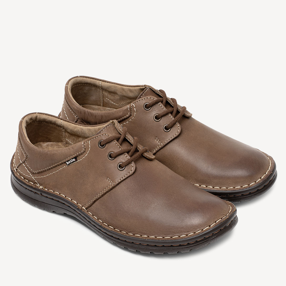 Skórzane sznurowane półbuty Kyle brązowe