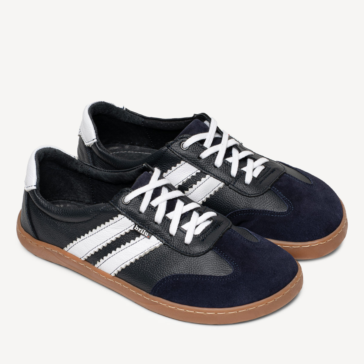 Skórzane minimalistyczne sneakersy barefoot Chelsey granatowe