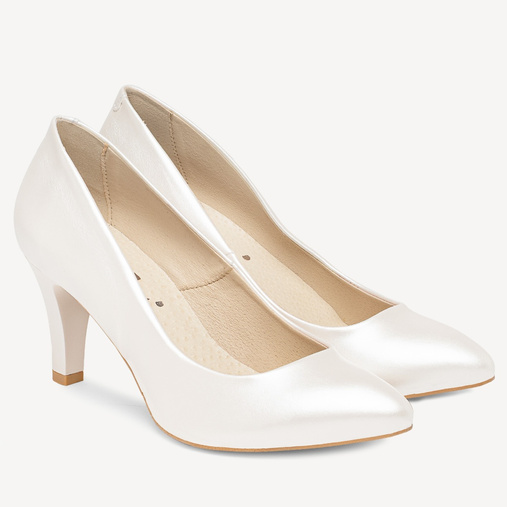 Ślubne perłowe klasyczne szpilki Loreley ivory