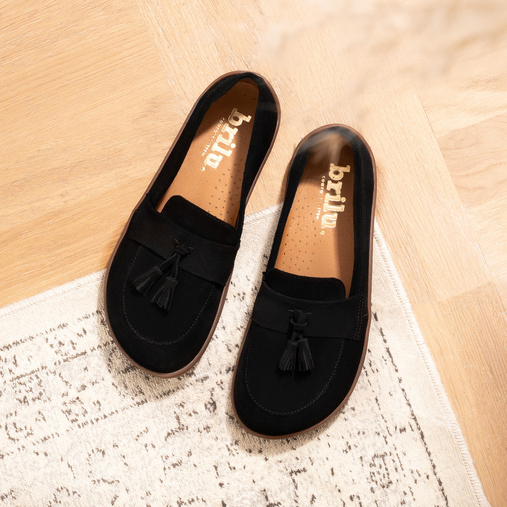 Zamszowe mokasyny damskie barefoot Maraya czarne