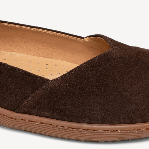 Skórzane zamszowe baleriny barefoot Havana czekoladowe