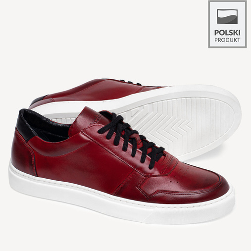 Skórzane sneakersy męskie Jayden czerwone