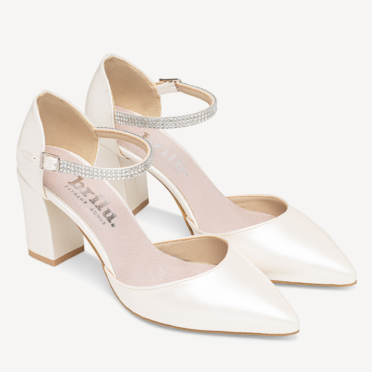 Ślubne czółenka z cyrkoniowym paskiem Lavonia ivory