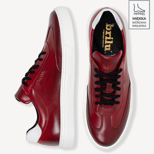Skórzane sneakersy męskie Maxwell czerwone