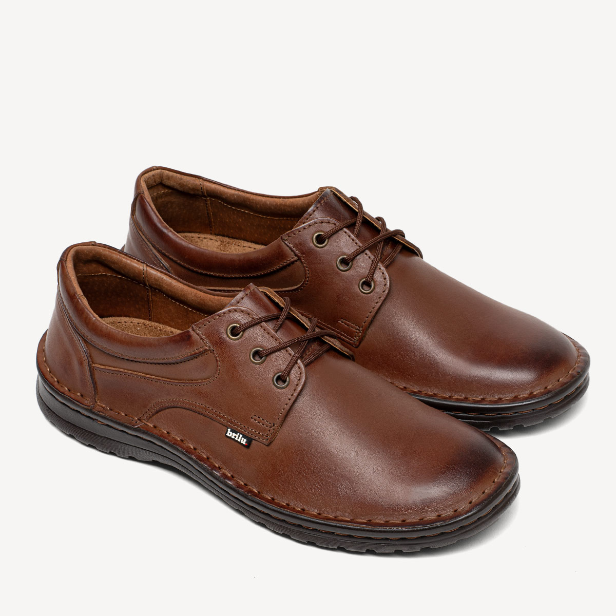 Casualowe półbuty skórzane Smith brązowe