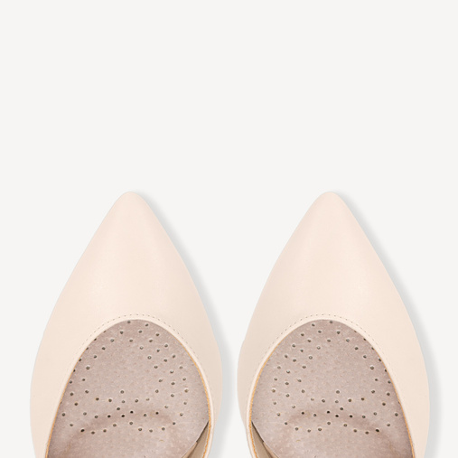 Ślubne czółenka na słupku z paskami Alessia cieliste ecru