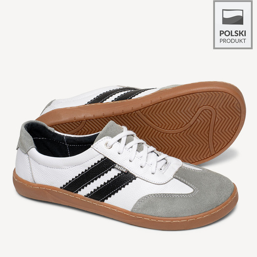 Skórzane minimalistyczne sneakersy barefoot Chelsey białe