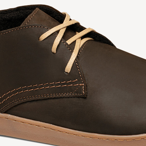 Skórzane zimowe trzewiki barefoot Sean ciemny brąz