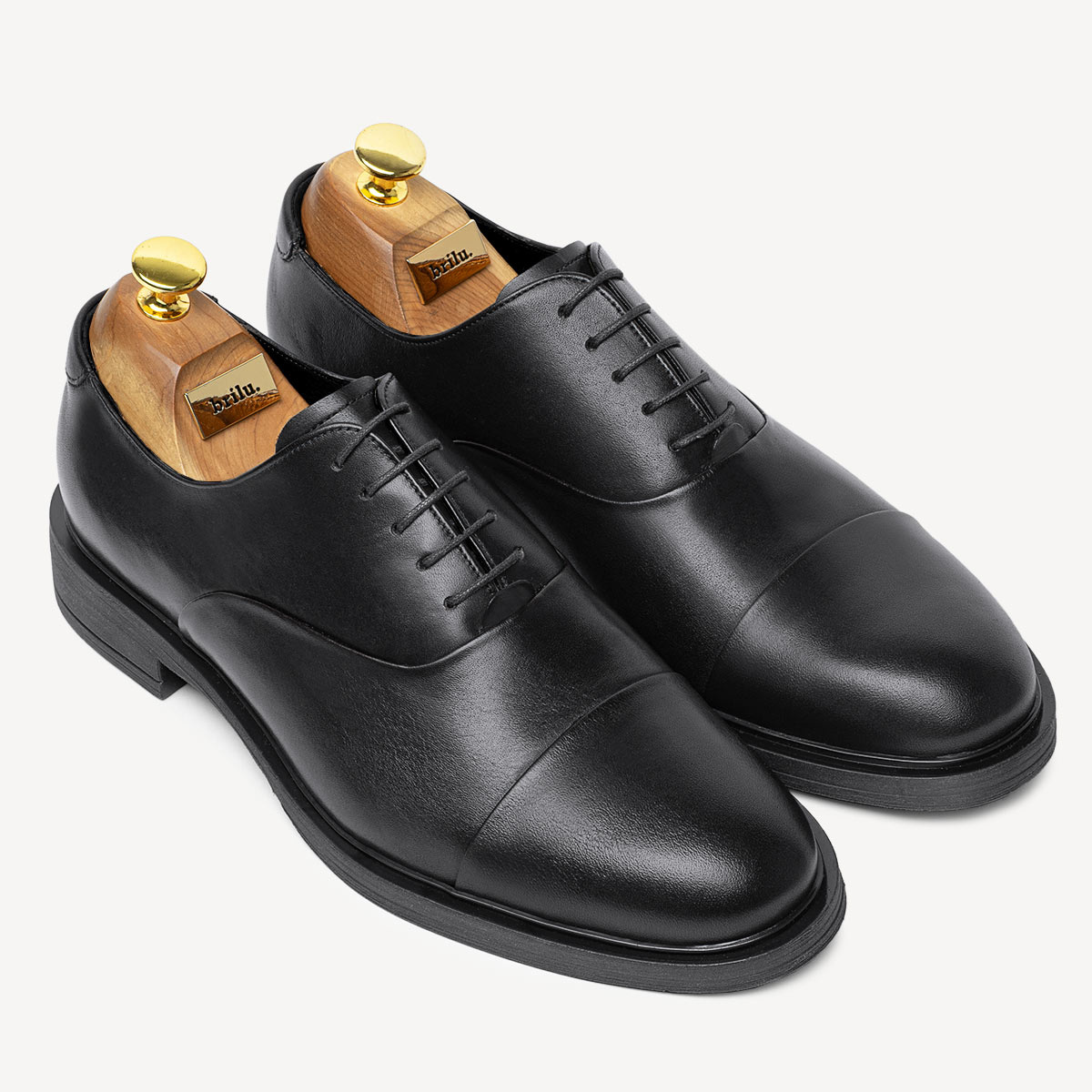 Skórzane wizytowe półbuty męskie oksfordy Barron czarne