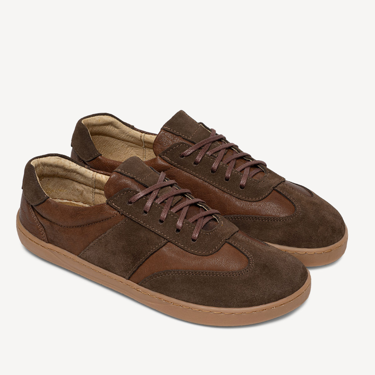 Skórzane minimalistyczne sneakersy barefoot Salem brązowe