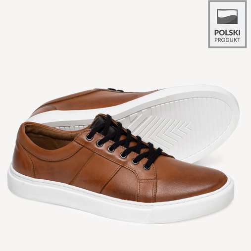 Skórzane sneakersy męskie Tyson brązowe