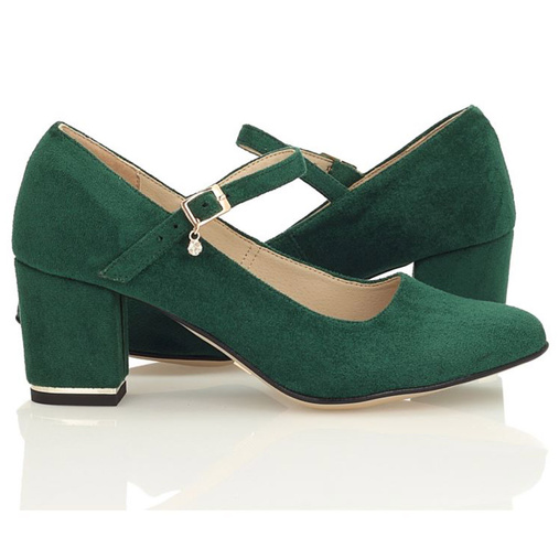 Zamszowe czółenka z paseczkiem Brylee zielone