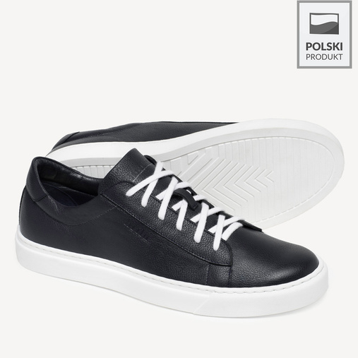 Skórzane sneakersy męskie Zack granatowe