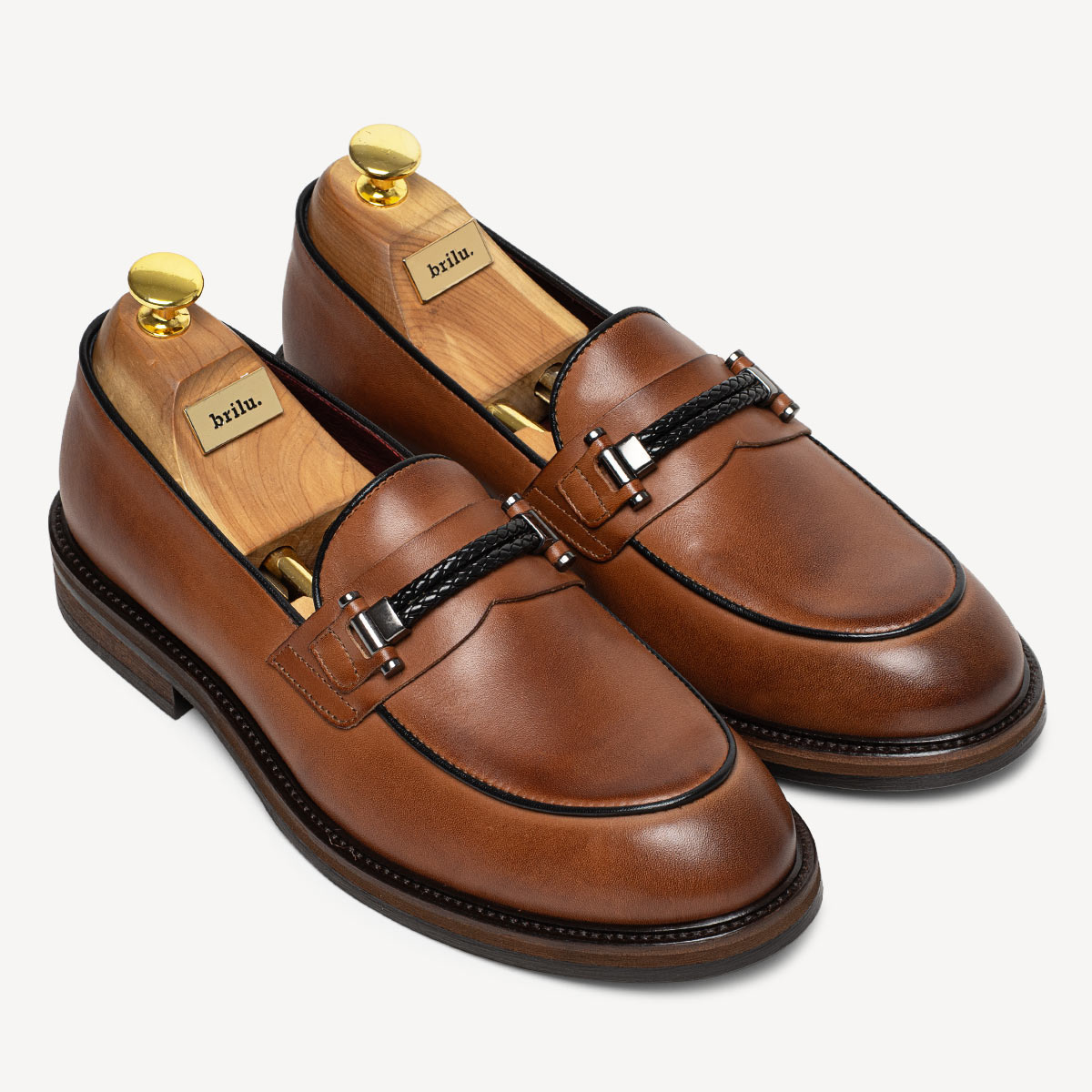 Męskie loafersy ze skóry naturalnej Tristan brązowe