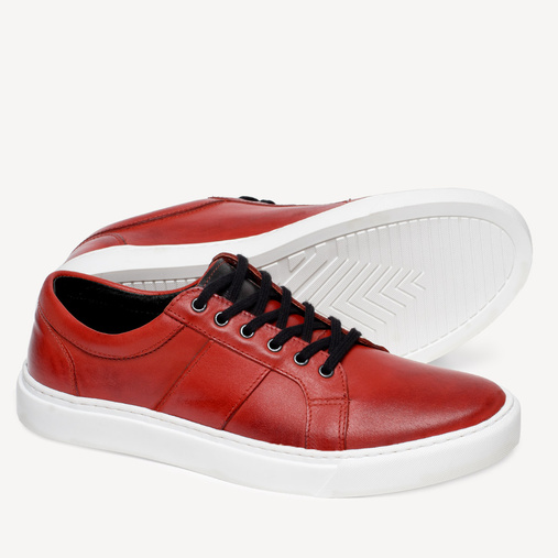 Skórzane sneakersy męskie Tyson czerwone