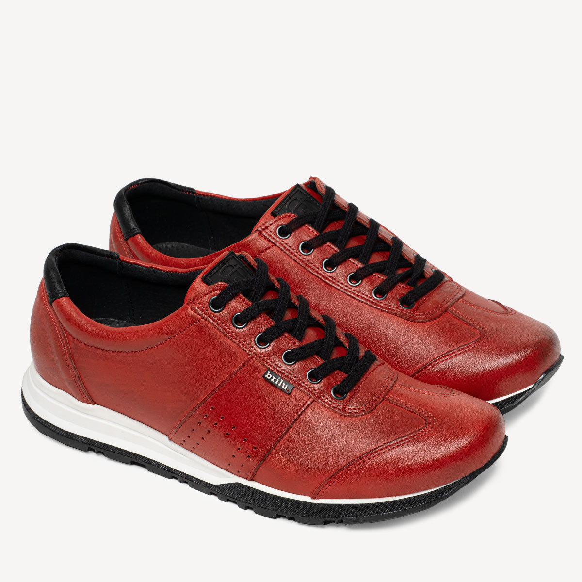 Sneakersy męskie ze skóry naturalnej Claude czerwone