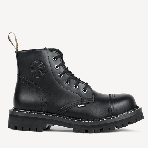 Skórzane glany BRILU wysokie 6-dziurek czarne 