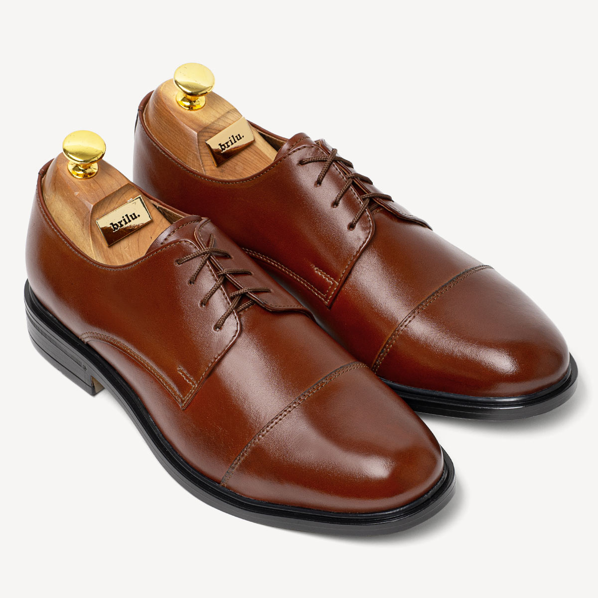 Skórzane wizytowe półbuty męskie derby Harry brązowe