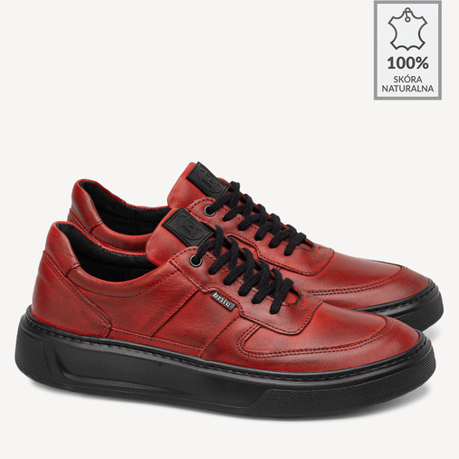 Skórzane sneakersy męskie Chandler czerwone
