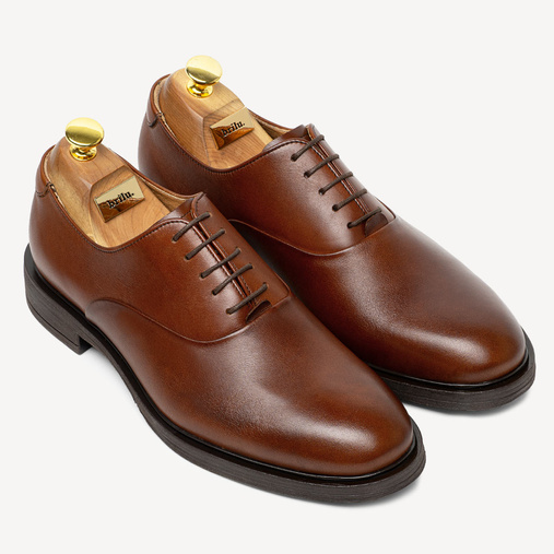 Skórzane wizytowe półbuty męskie oksfordy Daniel brązowe