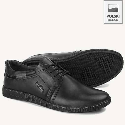 Półbuty skórzane sznurowane Alfredo czarne