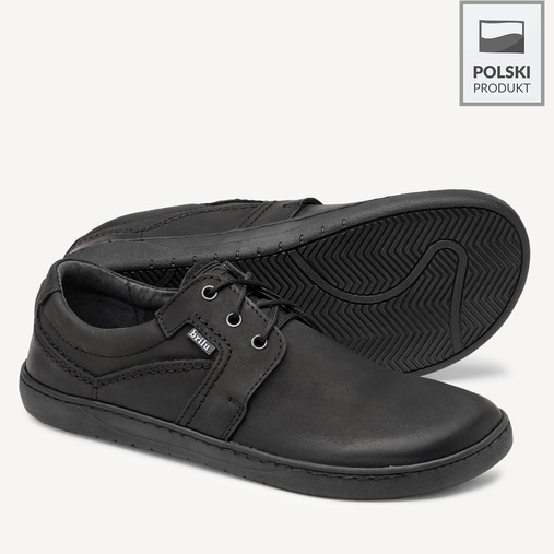 Skórzane buty męskie barefoot Luca czarne
