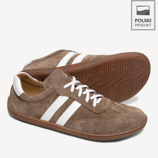 Zamszowe damskie sneakersy barefoot Mocca beżowe