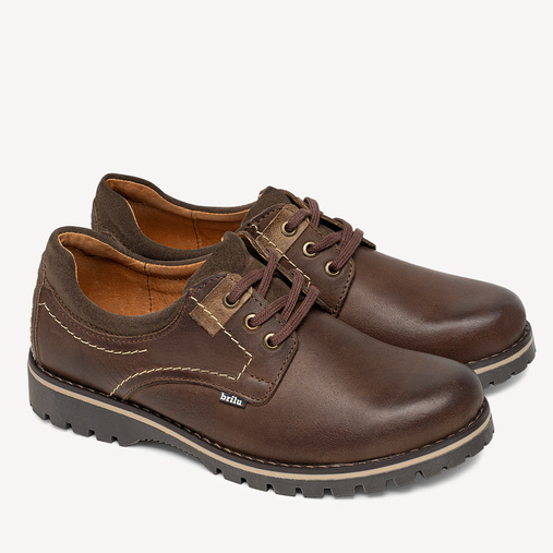 Skórzane półbuty trapery na grubej podeszwie Mateus brązowe