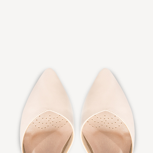 Ślubne czółenka na niskim obcasie z paskami Wendy cieliste ecru