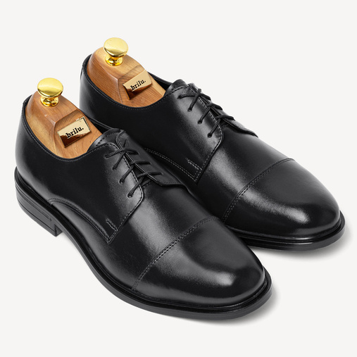 Skórzane wizytowe półbuty męskie derby Harry czarne