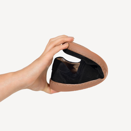 Skórzane minimalistyczne sneakersy barefoot Davos czarne