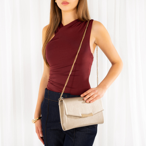 Elegancka ślubna kopertówka Karlie złota