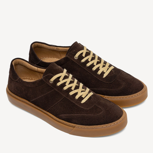 Męskie skórzane zamszowe trampki Jasper brązowe