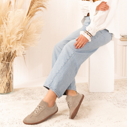 Zamszowe damskie sneakersy barefoot Everest beżowe