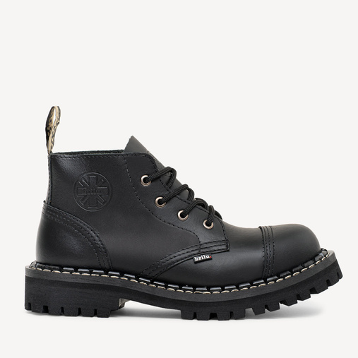 Skórzane glany BRILU niskie 4-dziurki czarne 