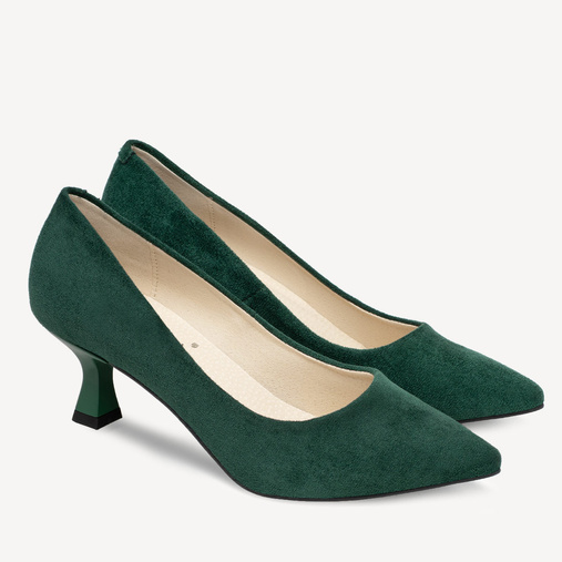 Klasyczne zamszowe szpilki Mathilde zielone