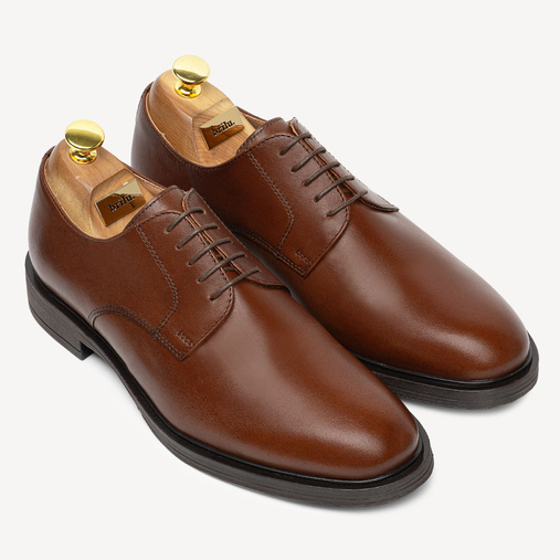 Skórzane wizytowe półbuty męskie derby Clarence brązowe