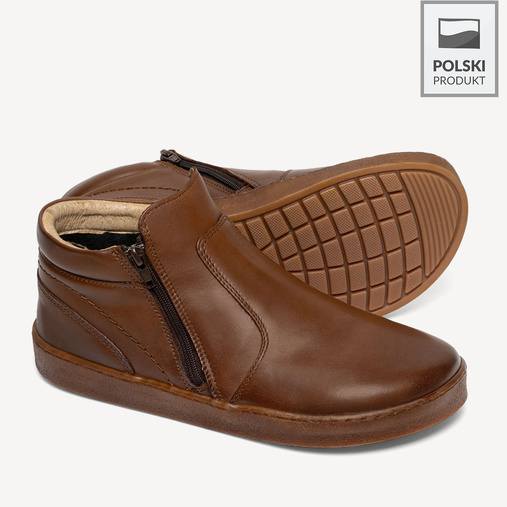 Skórzane trzewiki męskie barefoot Anders brązowe