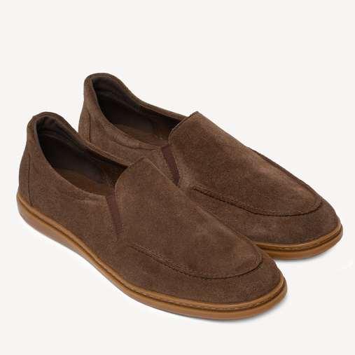 Skórzane zamszowe loafersy męskie Dorian brązowe