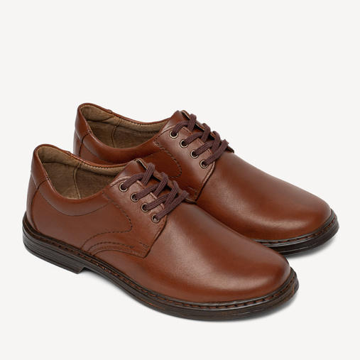 Męskie skórzane sznurowane półbuty Timothy brązowe