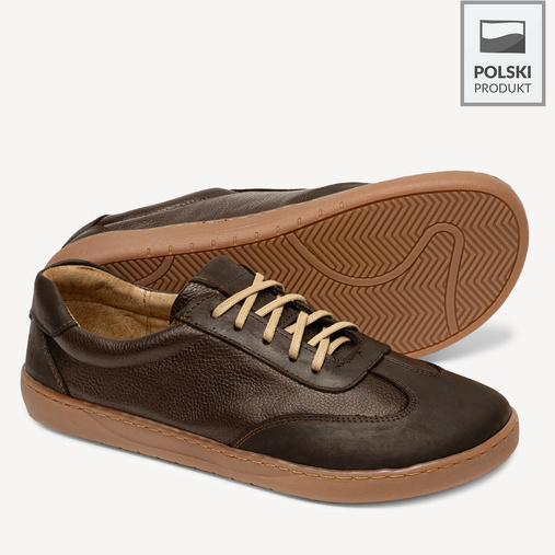 Skórzane minimalistyczne sneakersy barefoot Skyler brązowe